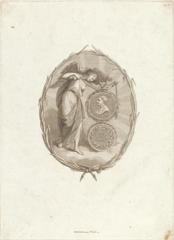 Francesco Bartolozzi RA Vignette: Angel holding Medallion of Comm. G.F. Handel