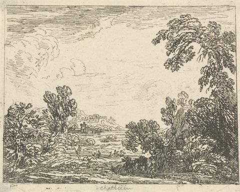 Jean B. C. Chatelain Wooded Landscape with a River Leading to Distant Buildings