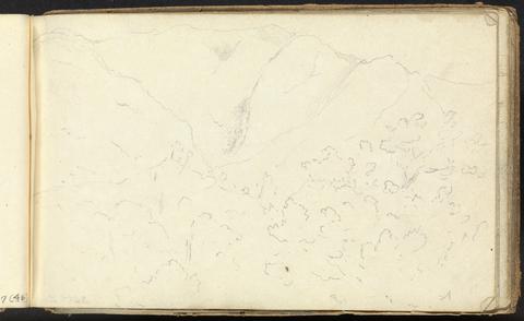 Thomas Bradshaw Album of Landscape and Figure Studies: Slight Sketch of Mountains and Trees