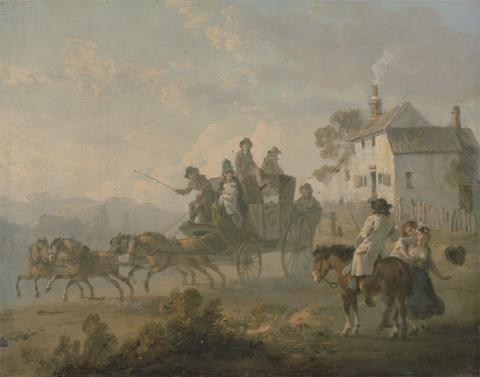 Julius Caesar Ibbetson A Stage Coach on a Country Road