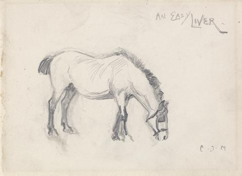 "An Easy Liver": Study of a Grazing Horse, Facing Right