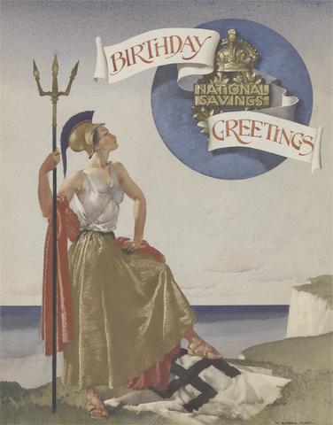 Sir William Russell Flint Design for a National Savings Birthday Card