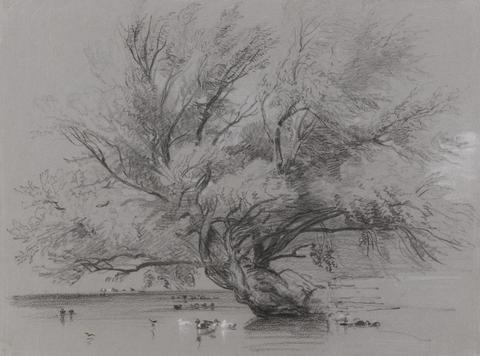 Peter DeWint Pond with Willow Tree and Ducks