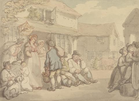 Thomas Rowlandson A Village Scene with Peasants Resting