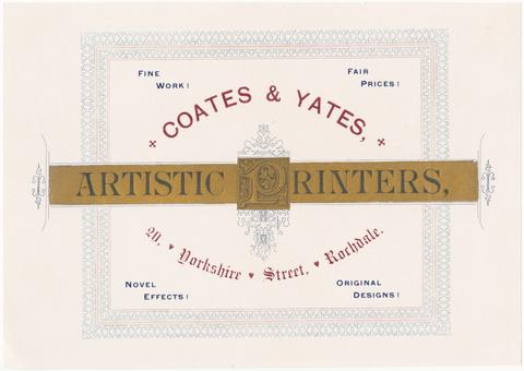 Coates & Yates (Rochdale, England) Coates & Yates, artistic printers :