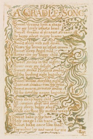William Blake Songs of Innocence, Plate 18, "A Cradle Song" (Bentley 16)
