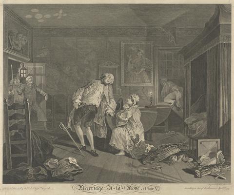 Simon Francois Ravenet Marriage A-La-Mode, Plate V: The Death of the Earl