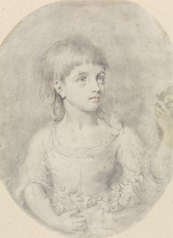 John Downman Portrait of a Girl Holding a Garland