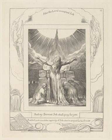 William Blake Book of Job, Plate 18, Job's Sacrifice