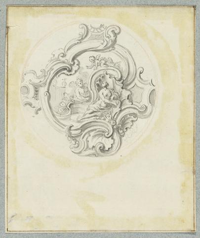 Augustin Heckel Design for a Cartouche with Mythological Figures