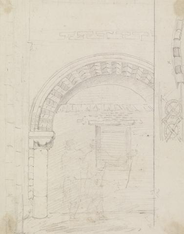 Capt. Thomas Hastings Sketch of Figures Standing beneath a Stone Arch