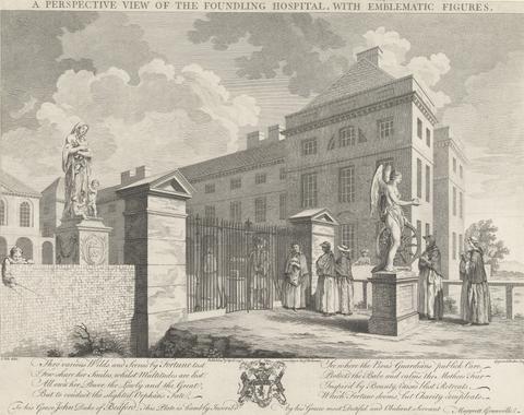 Charles Grignion A Perspective View of the Foundling Hospital with Emblematic Figures