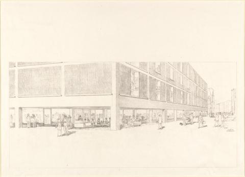 Louis I. Kahn Rendering of Entrance of the Paul Mellon Center for British Art and British Studies