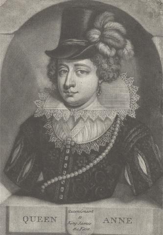 John Faber the Younger Queen Anne, Queen Consort to King James the First, from a set of 10 plates, four heads to a plate, originally with heads of King James I, King Charles I and Queen Henrietta