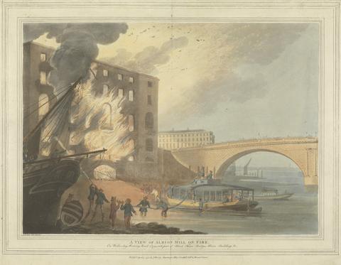John William Edye A View of Albion Mill on Fire