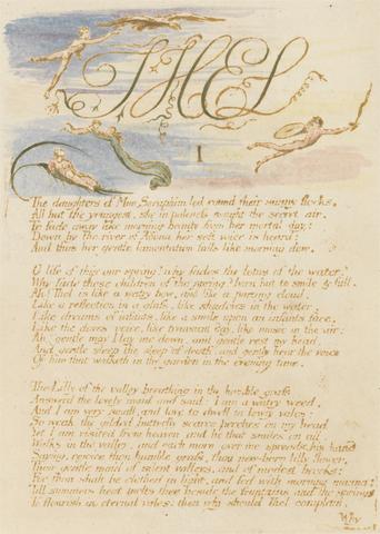 William Blake The Book of Thel, Plate 3, "Thel / I / The daughters of Mne Seraphim . . . ."