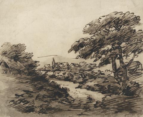 unknown artist Landscape with Trees and Church Spire