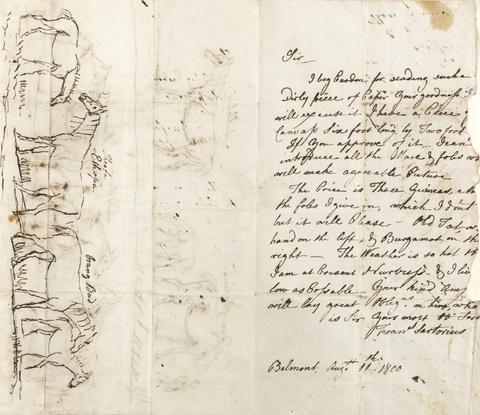 `Sketches of Mares and Foals' - an illustrated letter addressed to J. S. Barry, Esq., and dated Aug. 11, 1800