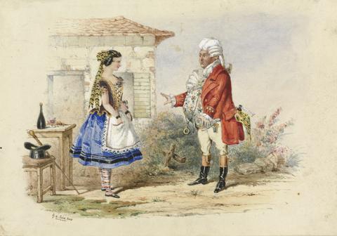 George Augustus Sala Adina and Dr. Dulcamara, Scene from Donigetti's Elisir d'Amore