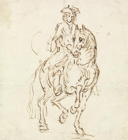 John Vanderbank Rider in a Tricorn Hat, Horse Walking towards Front