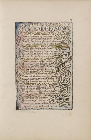 William Blake Songs of Innocence and of Experience, Plate 16, "A Cradle Song" (Bentley 16)