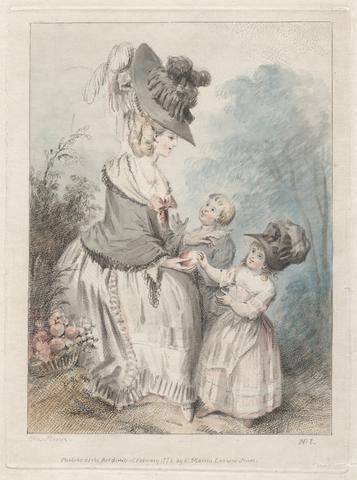 Lady with a Boy and Girl in Garden