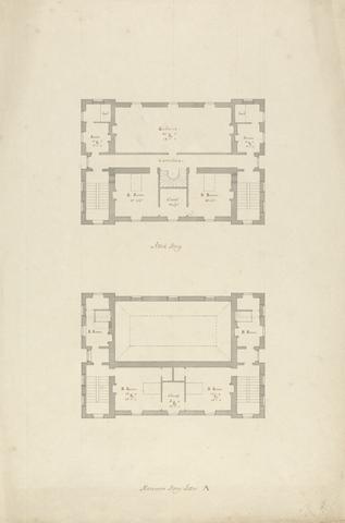 Roger Morris Whitton House, Middlesex: Mezzanine and Attic Floor Plans