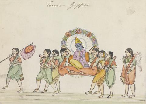Gangaram Chintaman Tambat Vishnu Riding a Palanquin Composed of Female Attendants