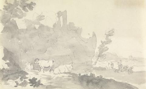 Sawrey Gilpin Landscape with Cows in Foreground