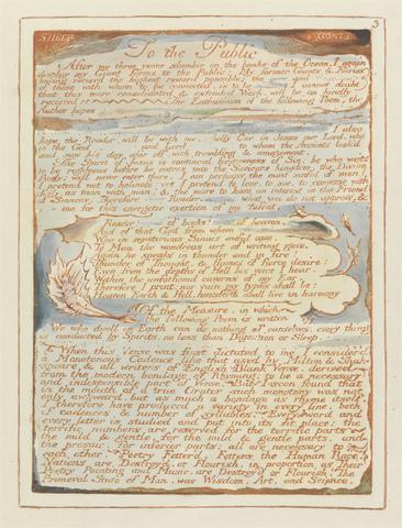William Blake Jerusalem, Plate 3, "To the Public...."