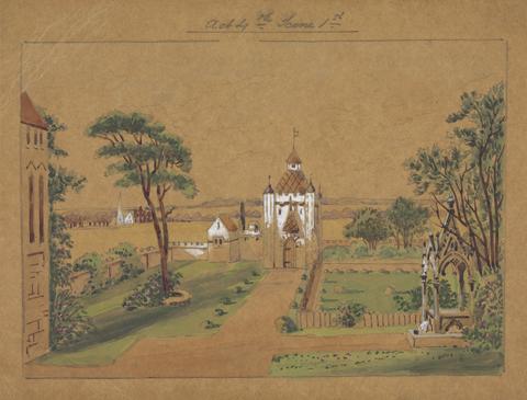 George Cressal Ellis Design for Setting of Charles Kean's Richard II at the Princess's Theatre on March 12, 1857, Act 4, Scene 1