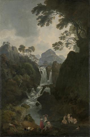 Julius Caesar Ibbetson A Waterfall with Bathers