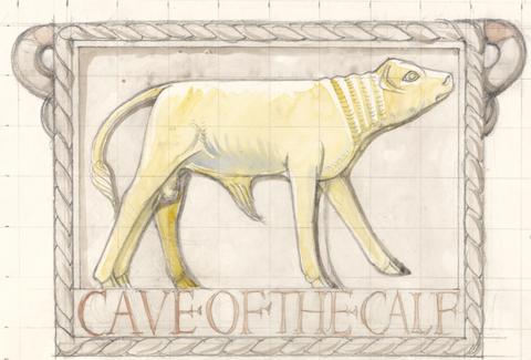 Eric Gill Design for Bas-Relief of Calf in Cave of the Golden Calf