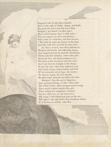 William Blake Plate 37 (page 86): 'His hand the good man fastens on the skies'