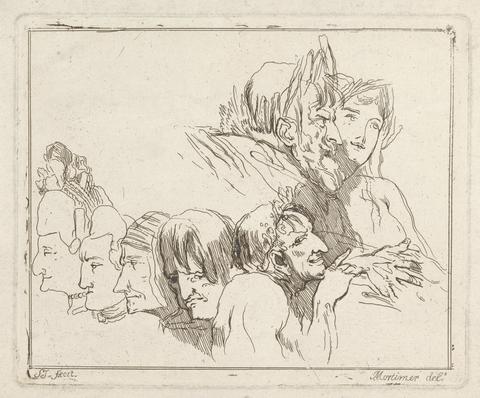 Samuel Ireland Three etchings laid down on one sheet: Studies of Heads