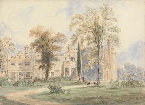 Joseph Murray Ince An unidentified Gothic Mansion: Side View of the House with Garden