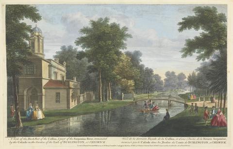 John Donowell A View of the Back Part of the Cassina, & Part of the Serpentine River, terminated by the Cascade in the Garden of the Earl of Burlington, at Chiswick