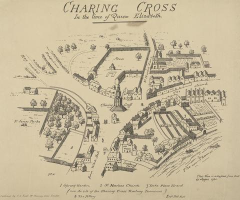 unknown artist Charing Cross in the Time of Queen Elizabeth