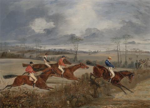 Henry Thomas Alken Scenes from a steeplechase: Taking a Hedge