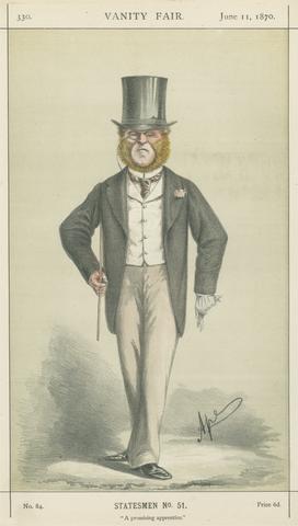 Carlo Pellegrini Politicians - Vanity Fair. 'A promising Apprentice'. Mr. E.N. Knatchbull-Hugessen. 11 June 1870