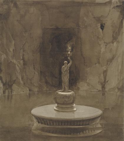 Francis Danby Subterranean Pool with Sculptural Torchere