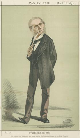 unknown artist Politicians - Vanity Fair. 'He refused the Wollsack and voted against the Disestablishment of the Irish Church.' Sir Roundell Palmer. 16 March 1872