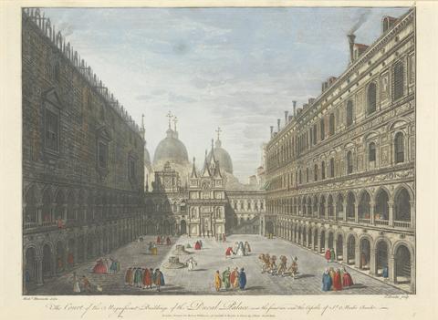Thomas Bowles The Court of the Magnificent Building of the Ducal Palace over the front are seen the Cupolo's of St. Mark's Church.
