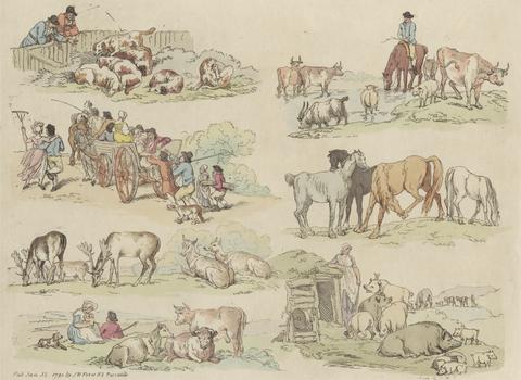Thomas Rowlandson Set of sixteen: Outlines of Figures and Landscapes