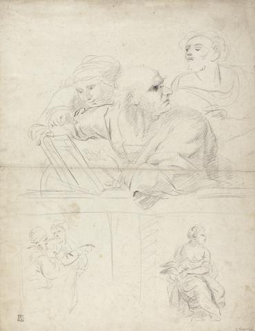 Sir Joshua Reynolds RA Sheet of Figure Studies from Raphael's Disputation