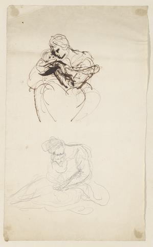 Sir Joshua Reynolds RA Two Sketches of a Woman and Infant