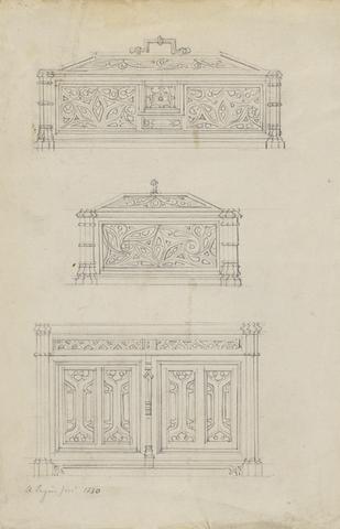 Augustus Welby Northmore Pugin Designs for a Gothic Box and Cabinet