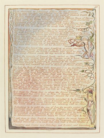 William Blake Jerusalem, Plate 40, "Los shudderd at beholding Albion...."