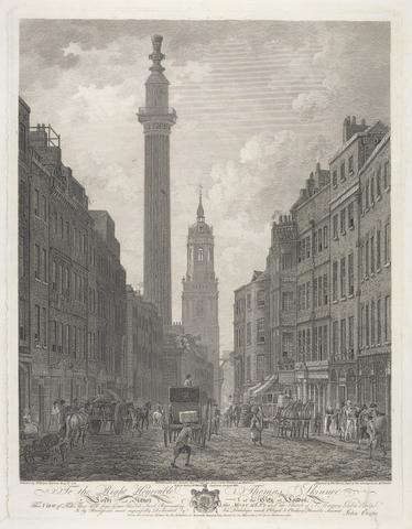 Thomas Morris This View of Fish Street Hill from Grace Church Street Representing the Monument