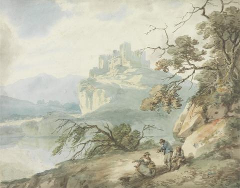 Joseph Barber Castle and Figures in a Landscape